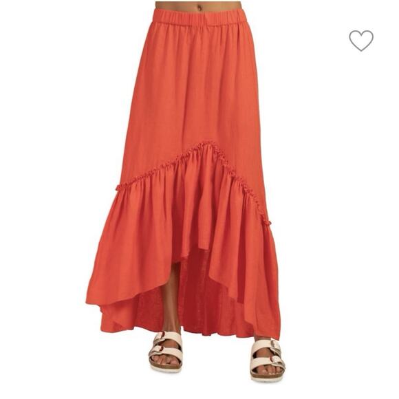 Trina Turk Loosen Up Linen Skirt in Firestick Red Size M - Picture 1 of 12